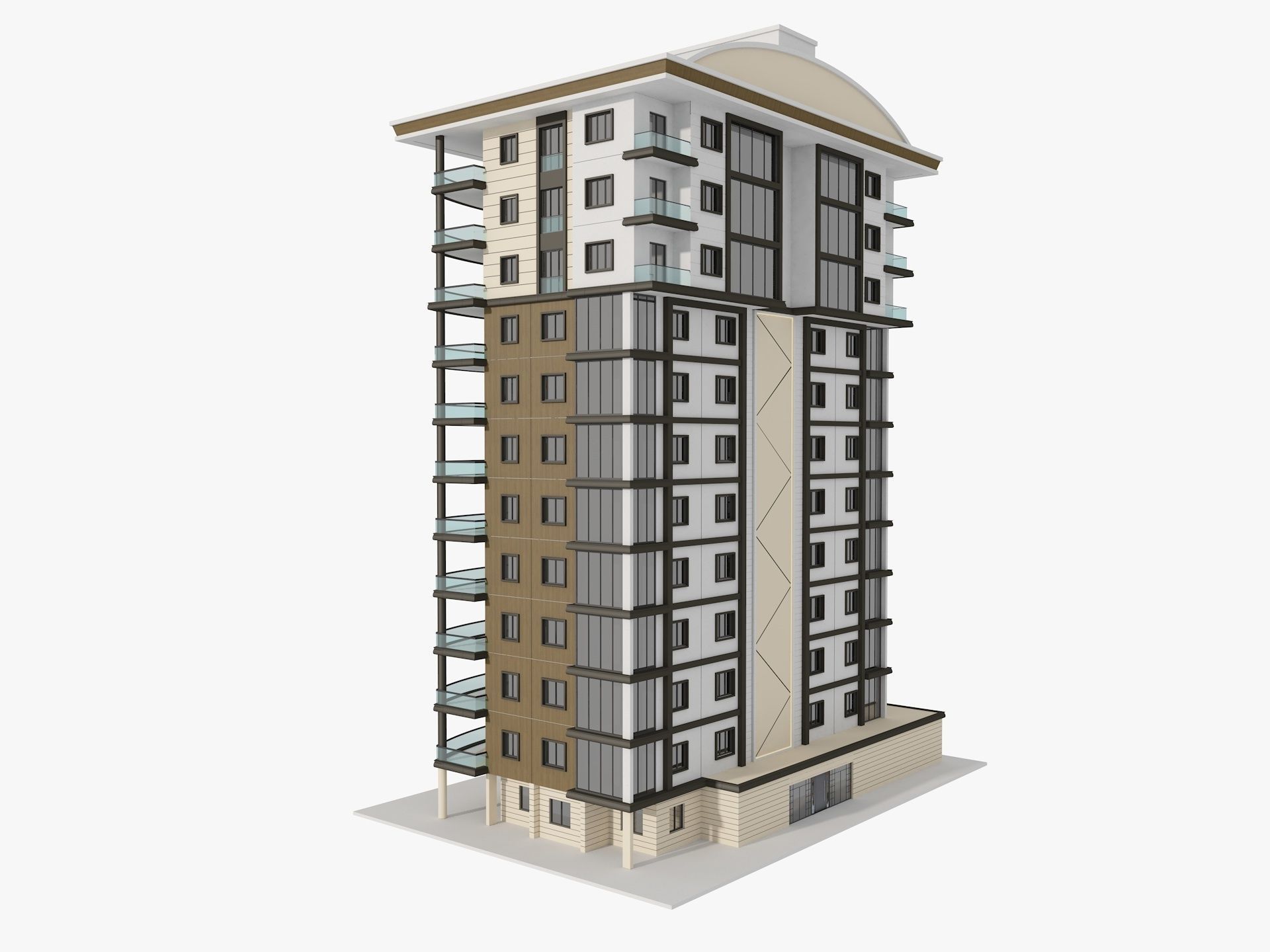 Residential Apartment Building 6 3D model_2