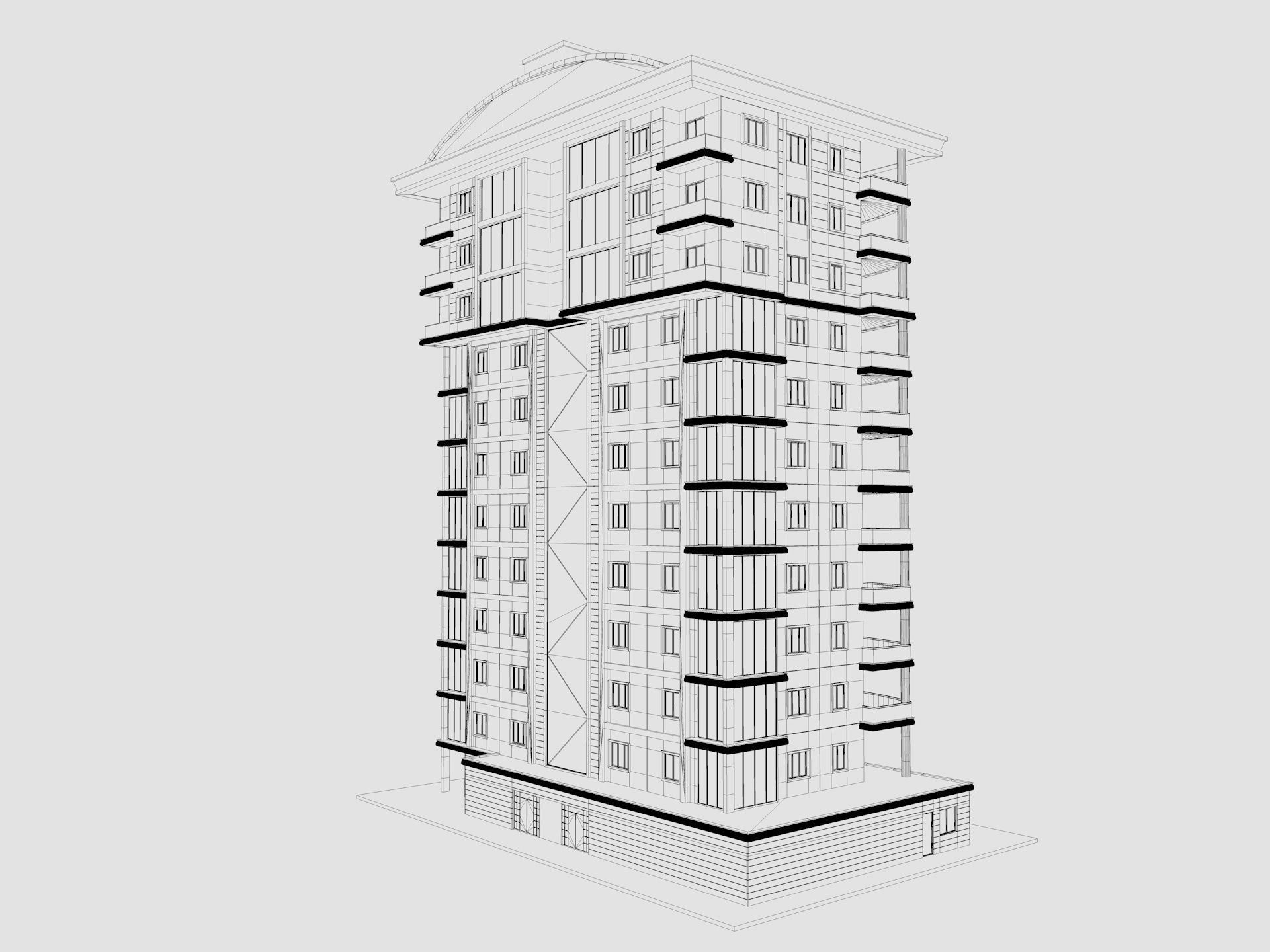 Residential Apartment Building 6 3D model_9
