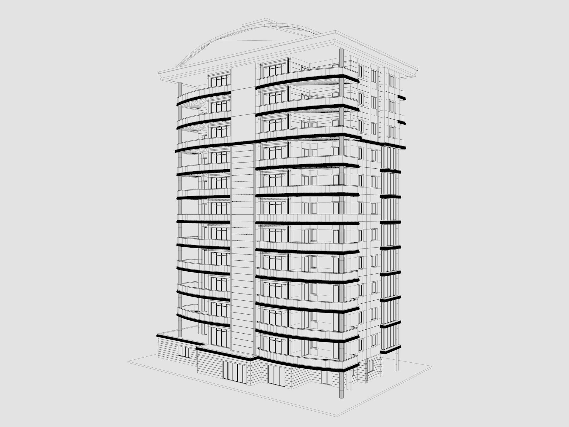 Residential Apartment Building 6 3D model_5
