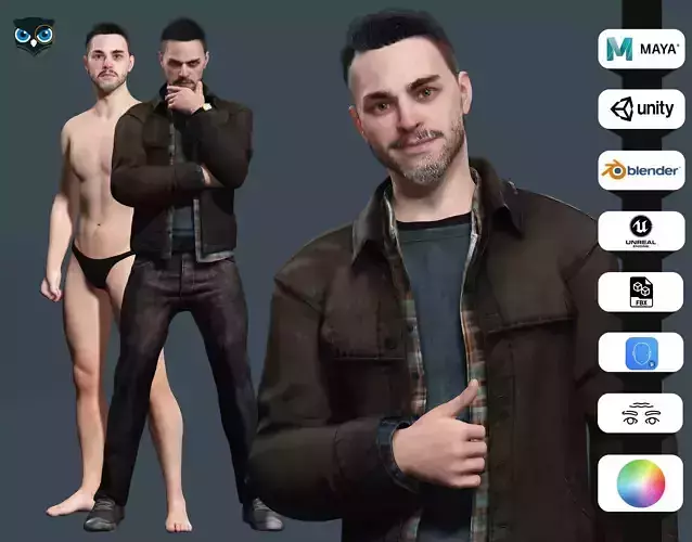 Realistic Father Kiven Low-poly 3D model