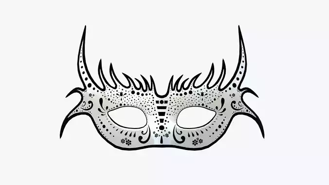Carnival Mask G09 White Black - Costume Character Design Low-poly 3D model