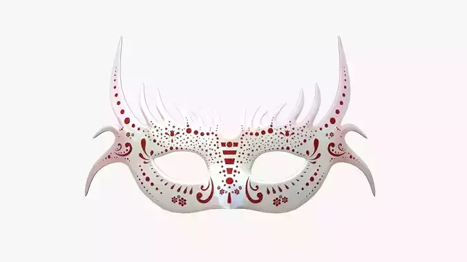 Carnival Mask G11 White Red - Costume Character Design Low-poly 3D model