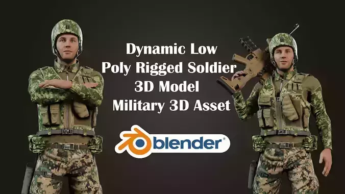 Dynamic Low-Poly Rigged Soldier Model - Military 3D Asset Free low-poly 3D model