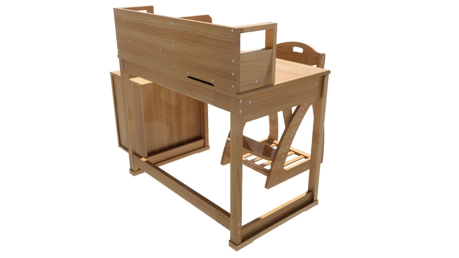 student desk set 3D model_3