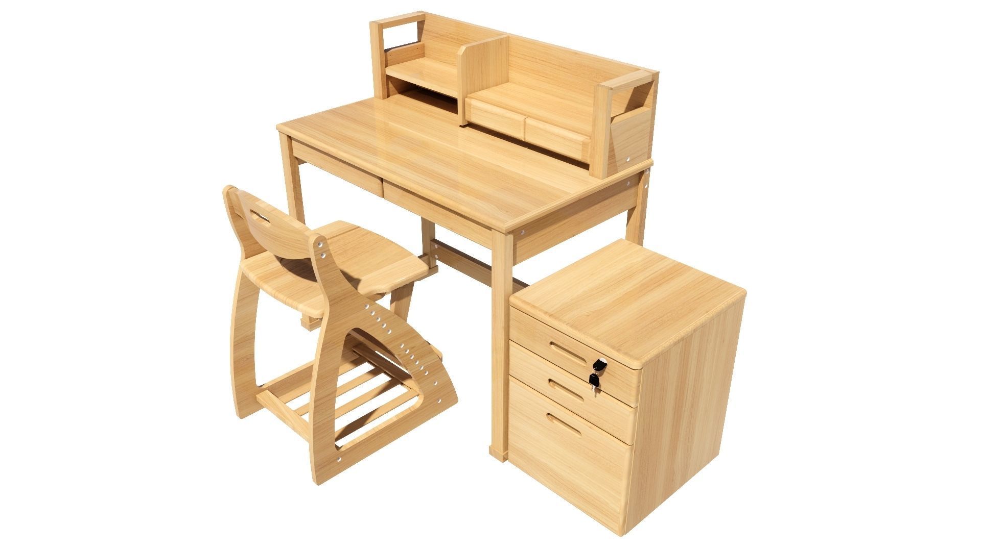 student desk set 3D model_5