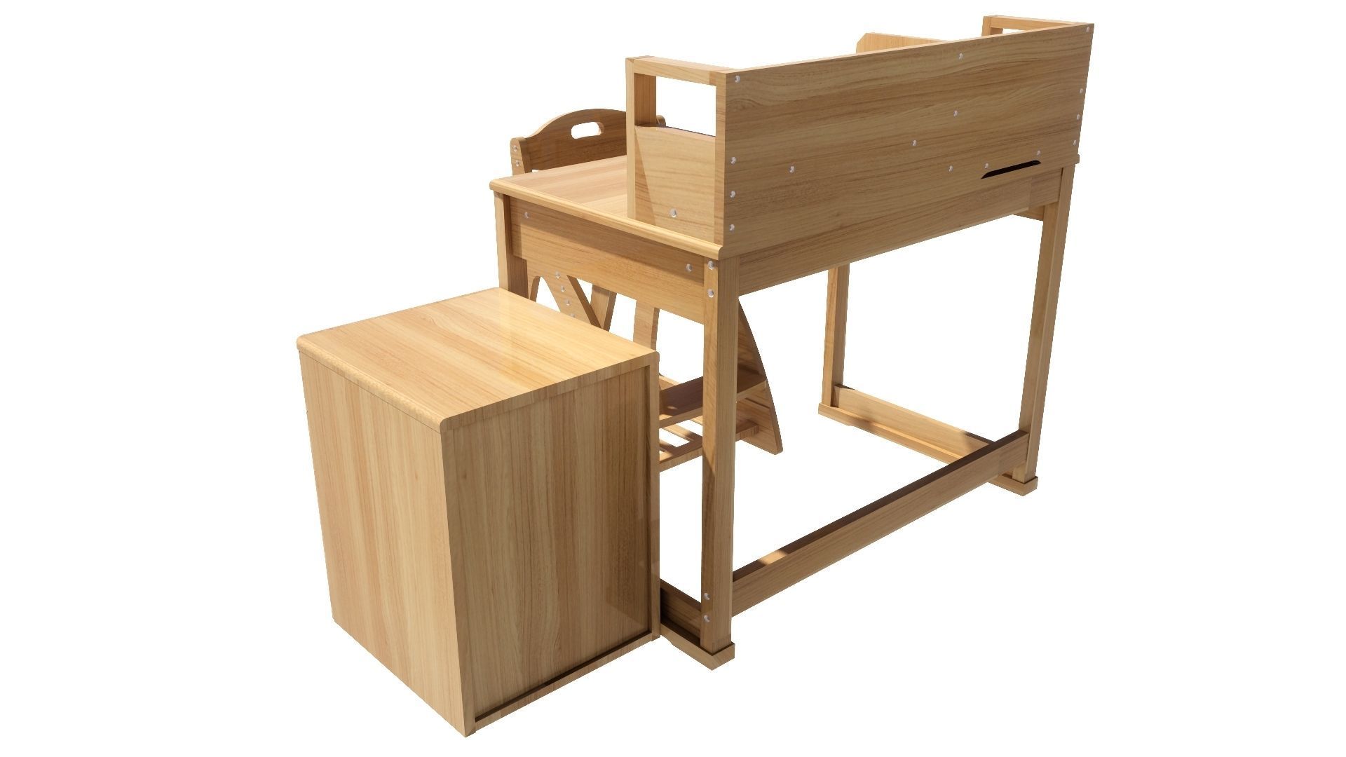 student desk set 3D model_4