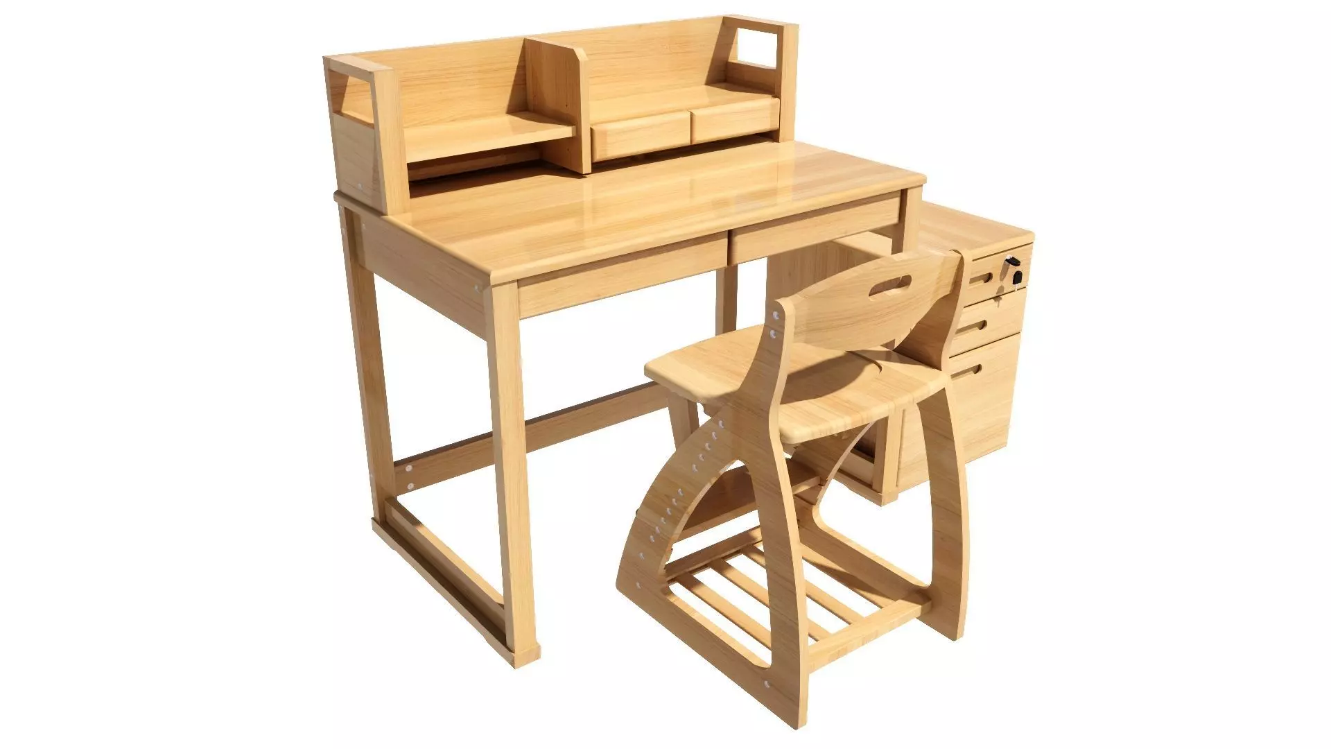student desk set 3D model_0