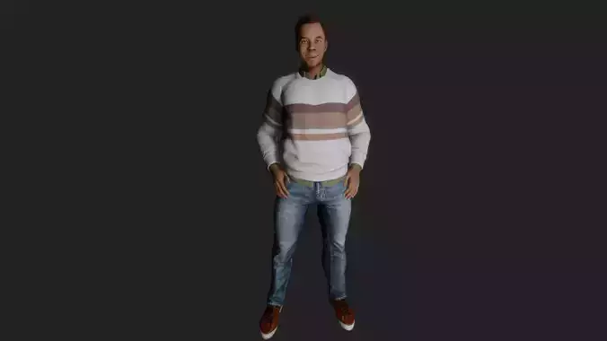 Realistic 3D Character Model of a Cheerful 50-Year-Old Man
