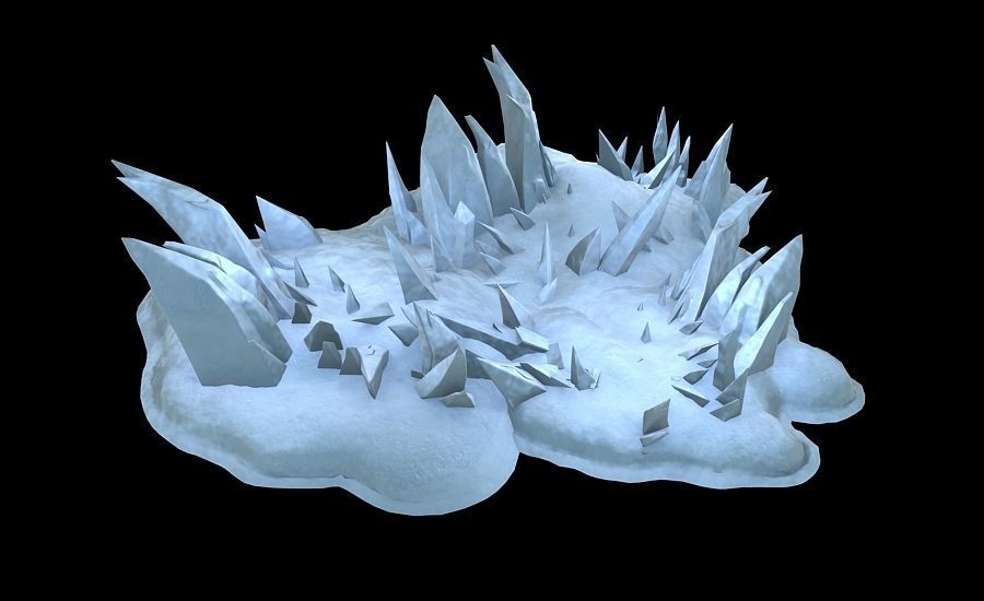 Cartoon Iceberg  Ice Cave sea surface Snow Mountain 3D model_1