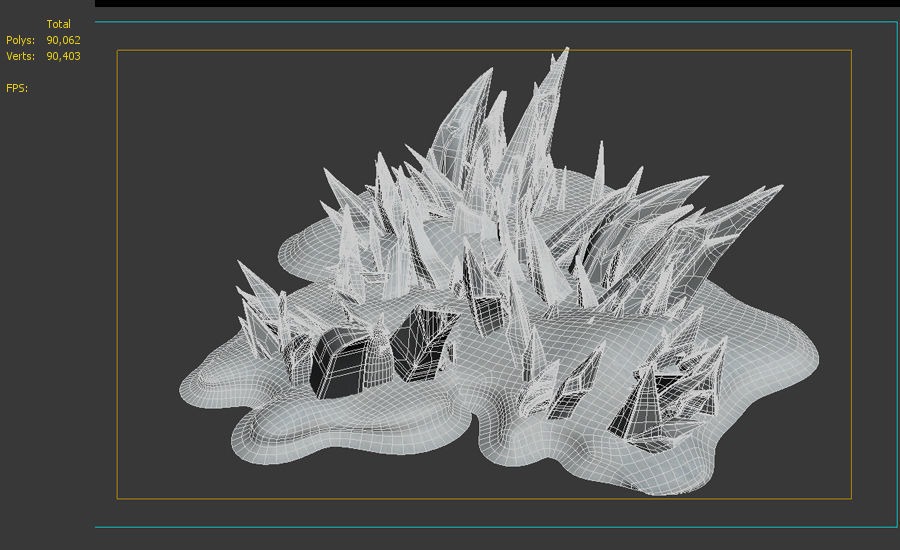 Cartoon Iceberg  Ice Cave sea surface Snow Mountain 3D model_4