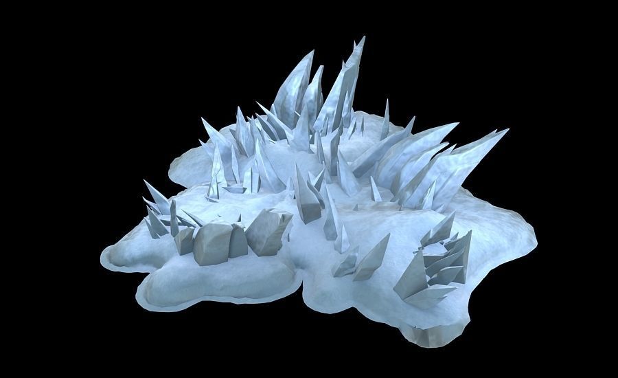 Cartoon Iceberg  Ice Cave sea surface Snow Mountain 3D model_2