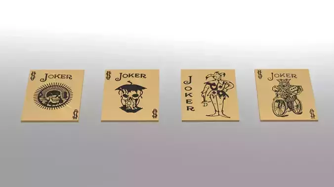 gold niello design of joker pasur card 3D print model