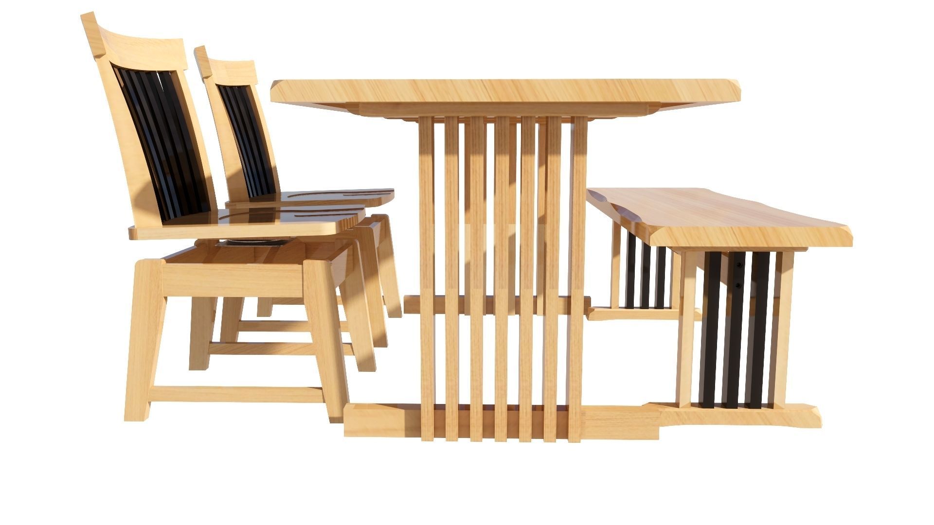 Dining set 4 seat 3D model_3