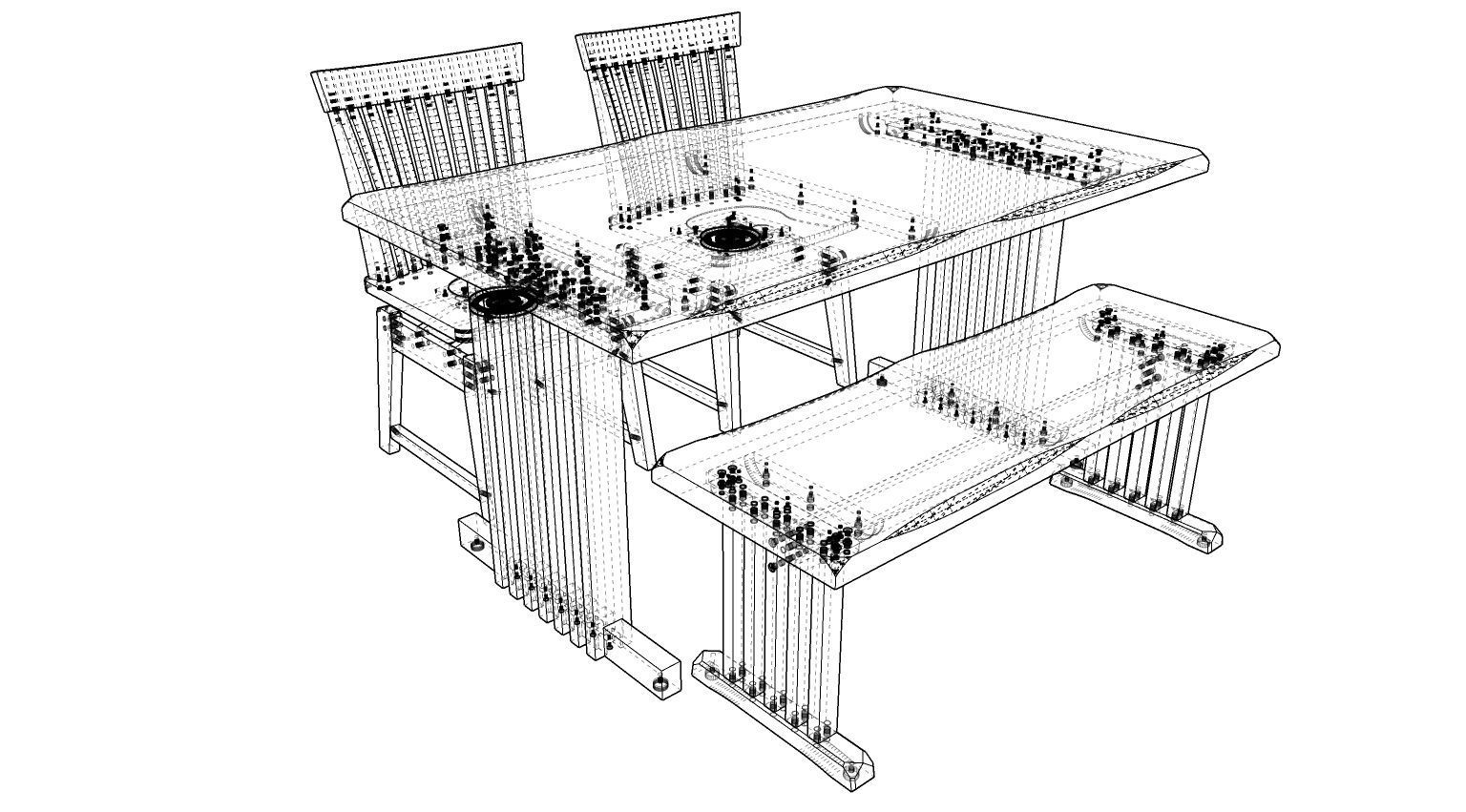 Dining set 4 seat 3D model_1