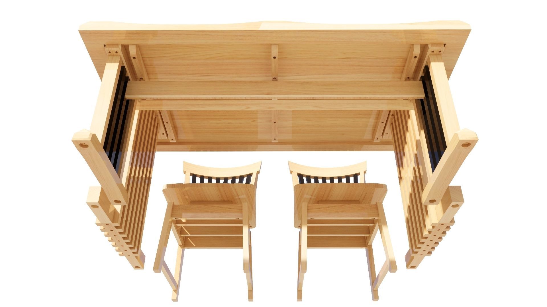 Dining set 4 seat 3D model_5