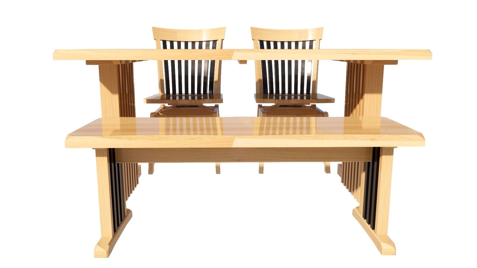 Dining set 4 seat 3D model_4