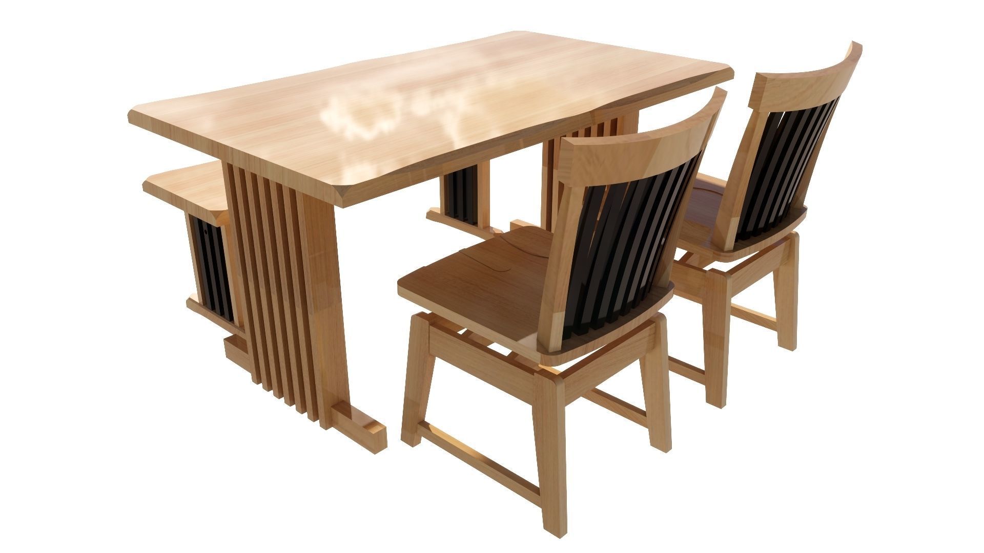 Dining set 4 seat 3D model_6