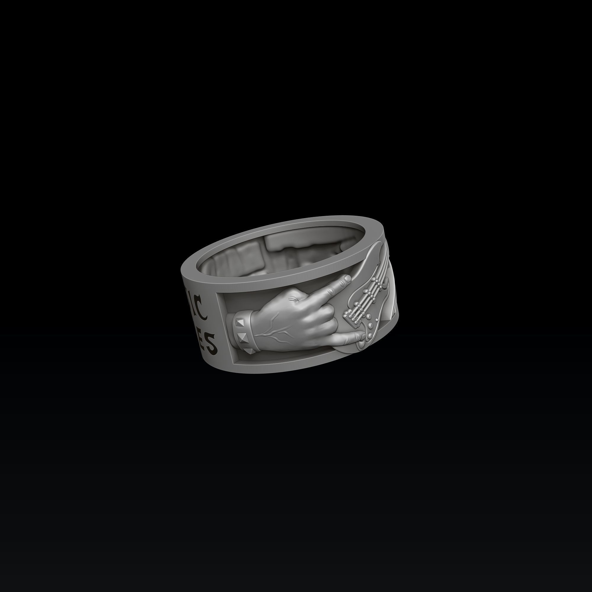 Rock N Roll Guitar Ring 3D print model_5