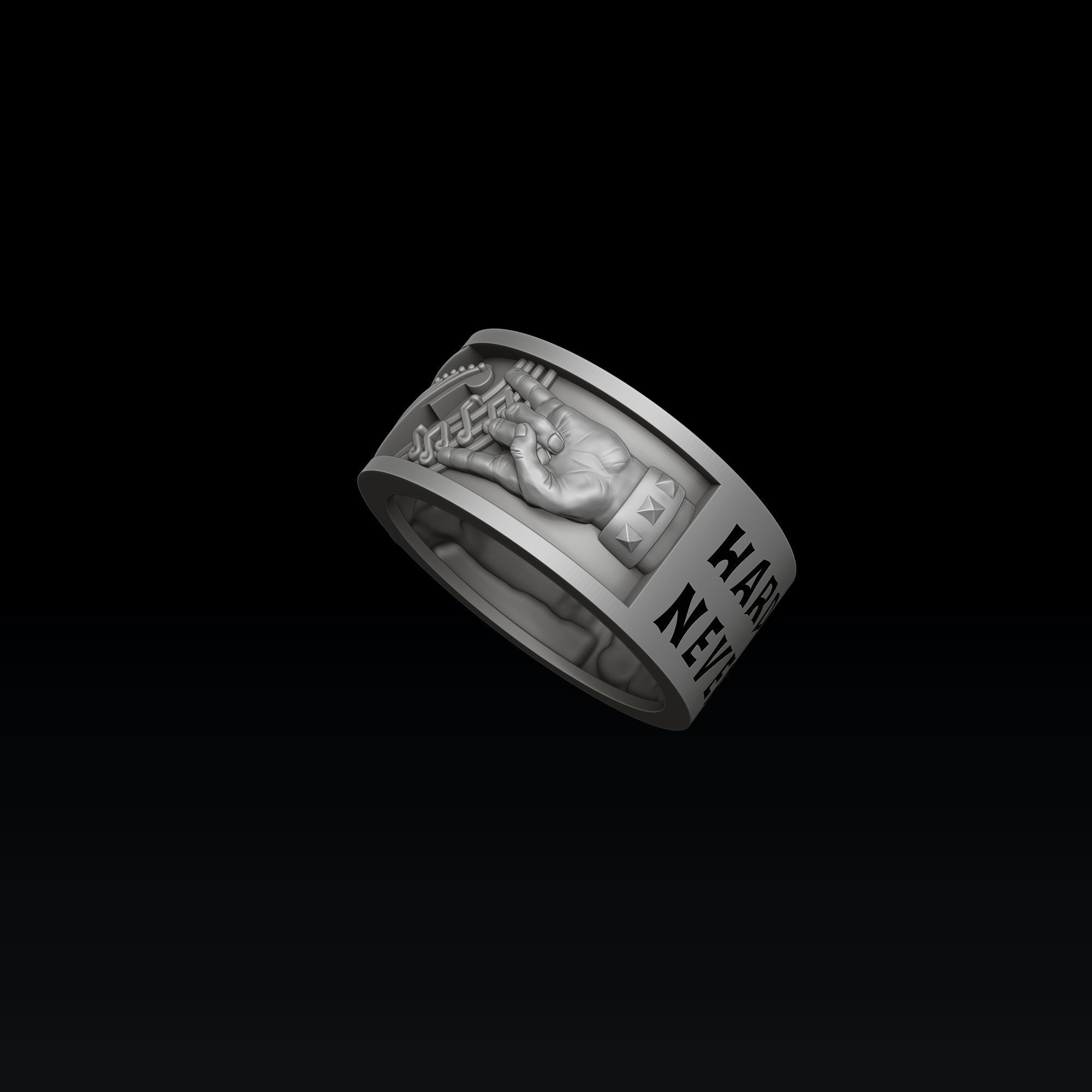 Rock N Roll Guitar Ring 3D print model_6