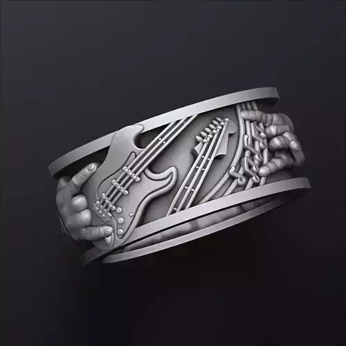 Rock N Roll Guitar Ring 3D print model