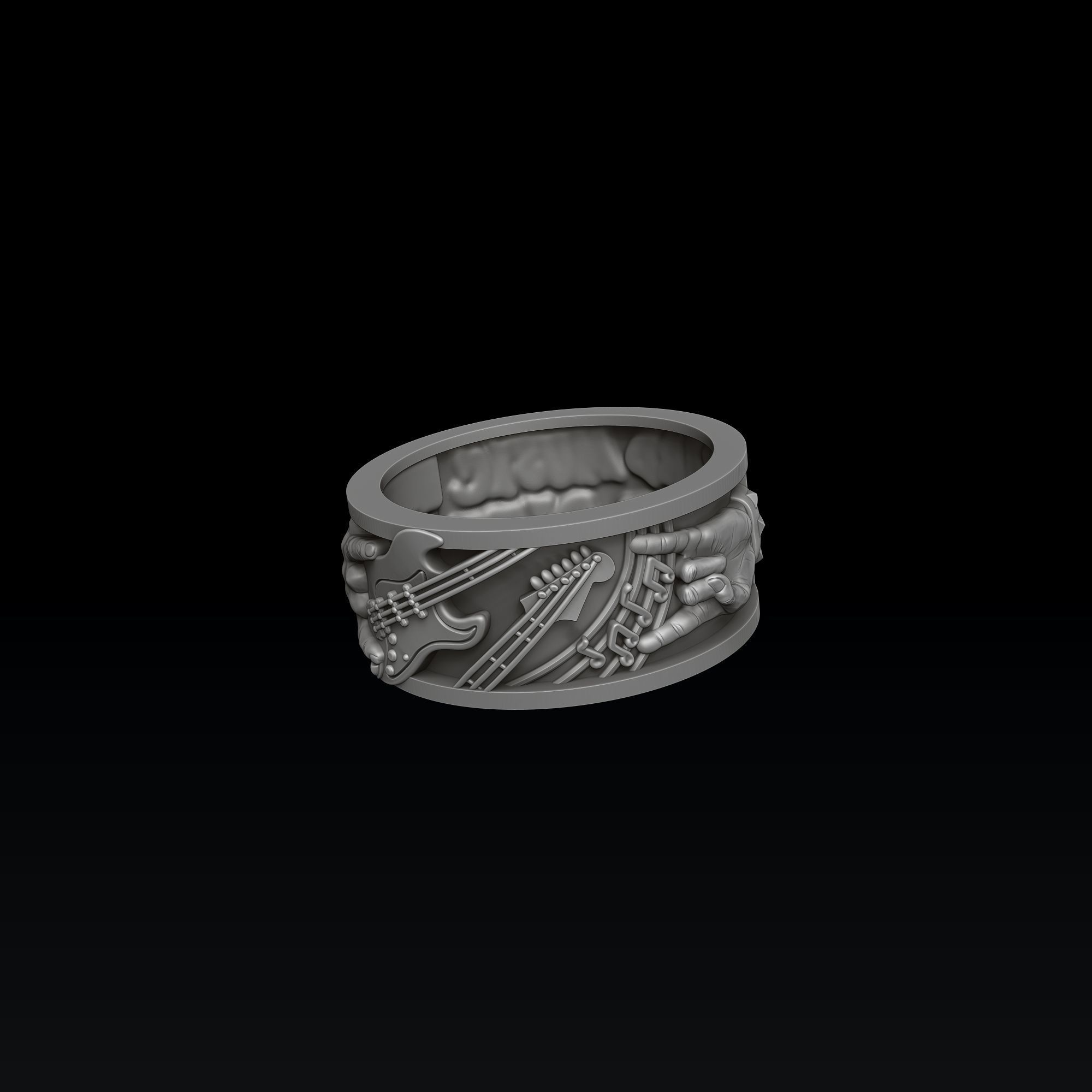 Rock N Roll Guitar Ring 3D print model_1