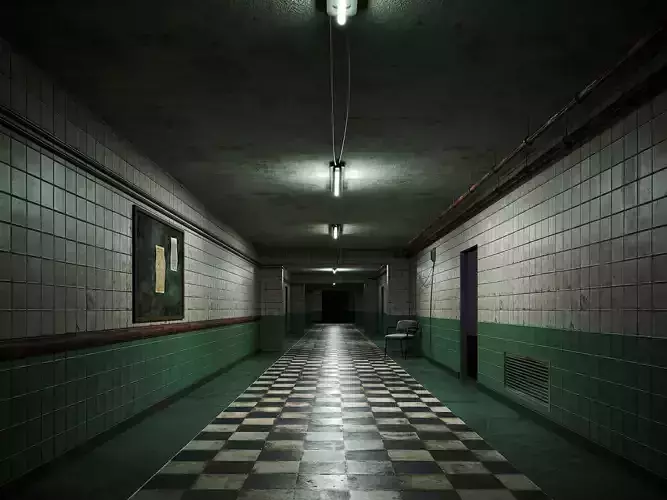 old dark scary corridor 13 Low-poly 3D model