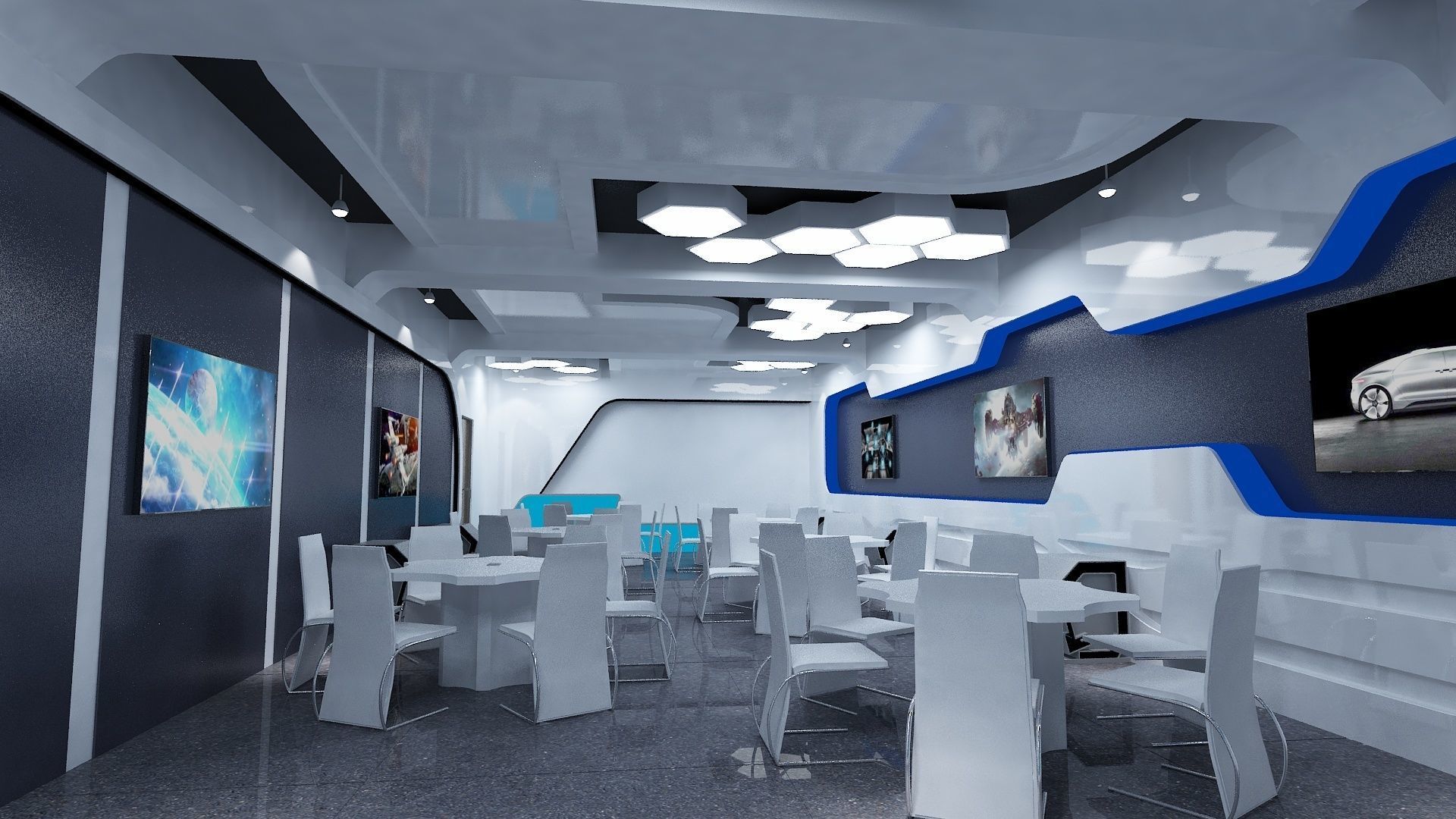 Classroom modern classroom school 3D model_1