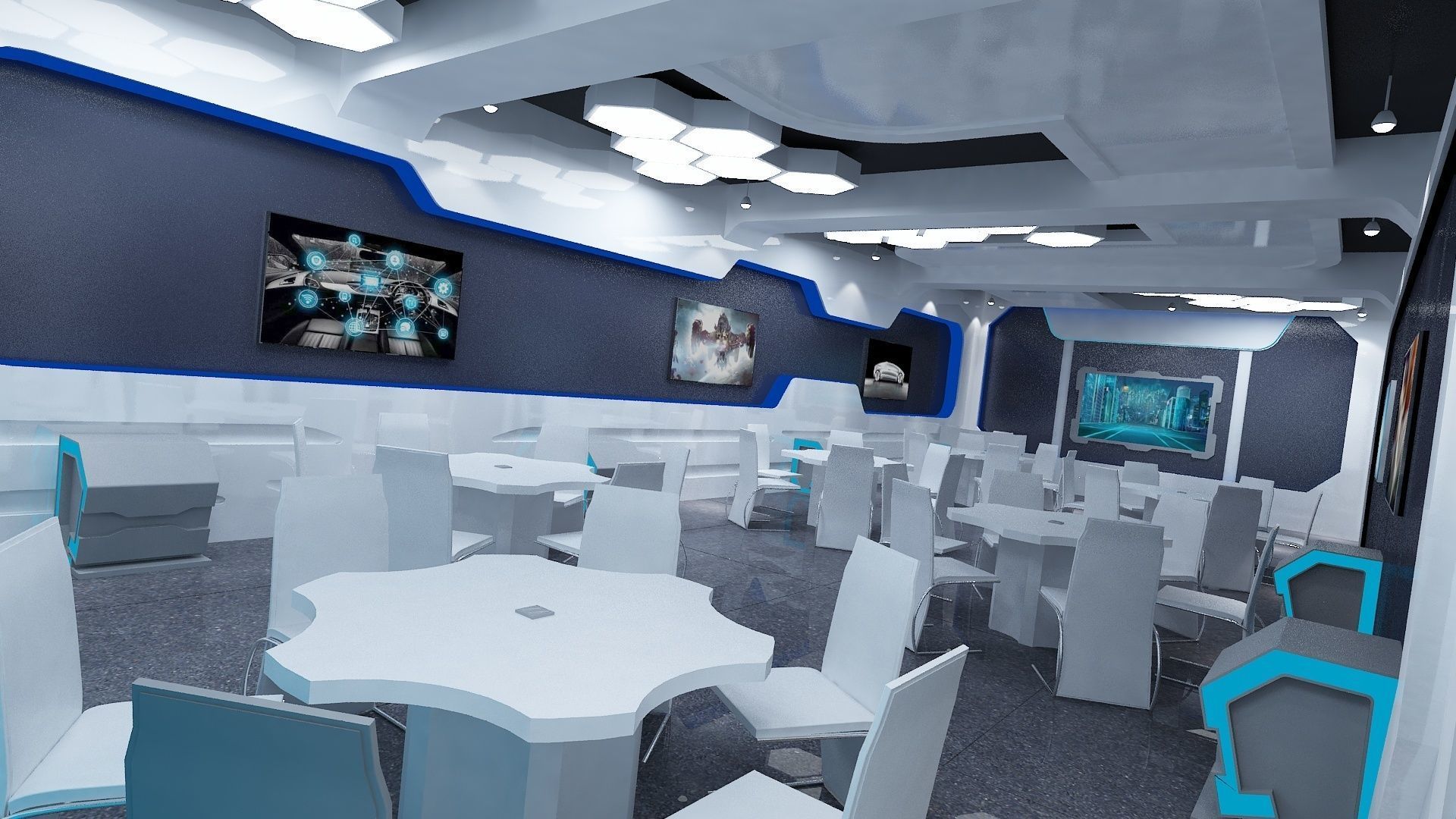 Classroom modern classroom school 3D model_2