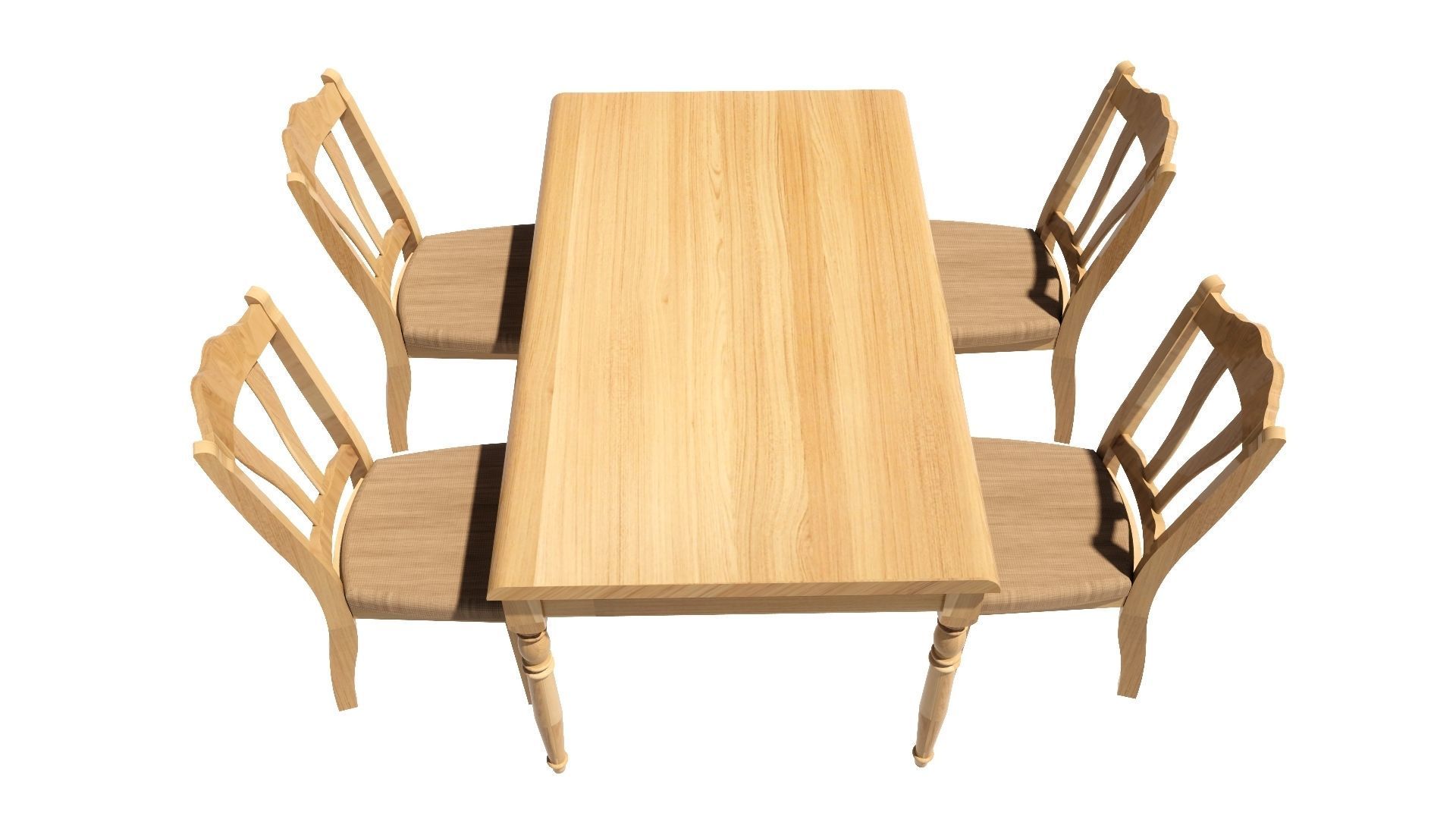 Dining set 4 seat 3D model_3