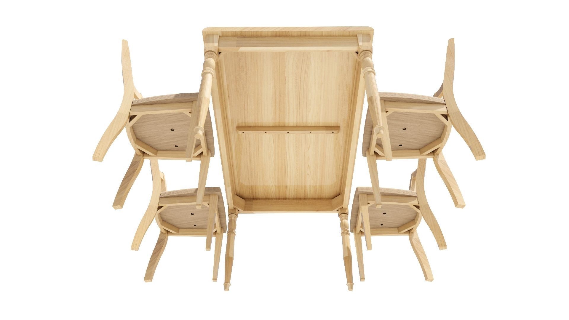 Dining set 4 seat 3D model_4