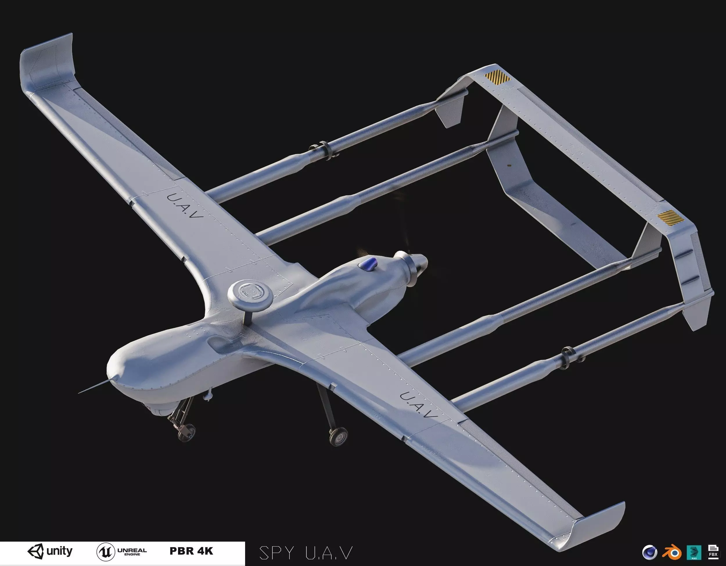 Military Spy UAV Low-poly 3D model
