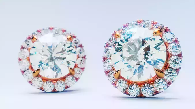 Diamond Halo Stud Earrings 2