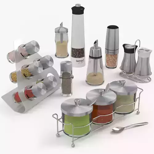 Collection of high-quality models of sets for spices and sauces