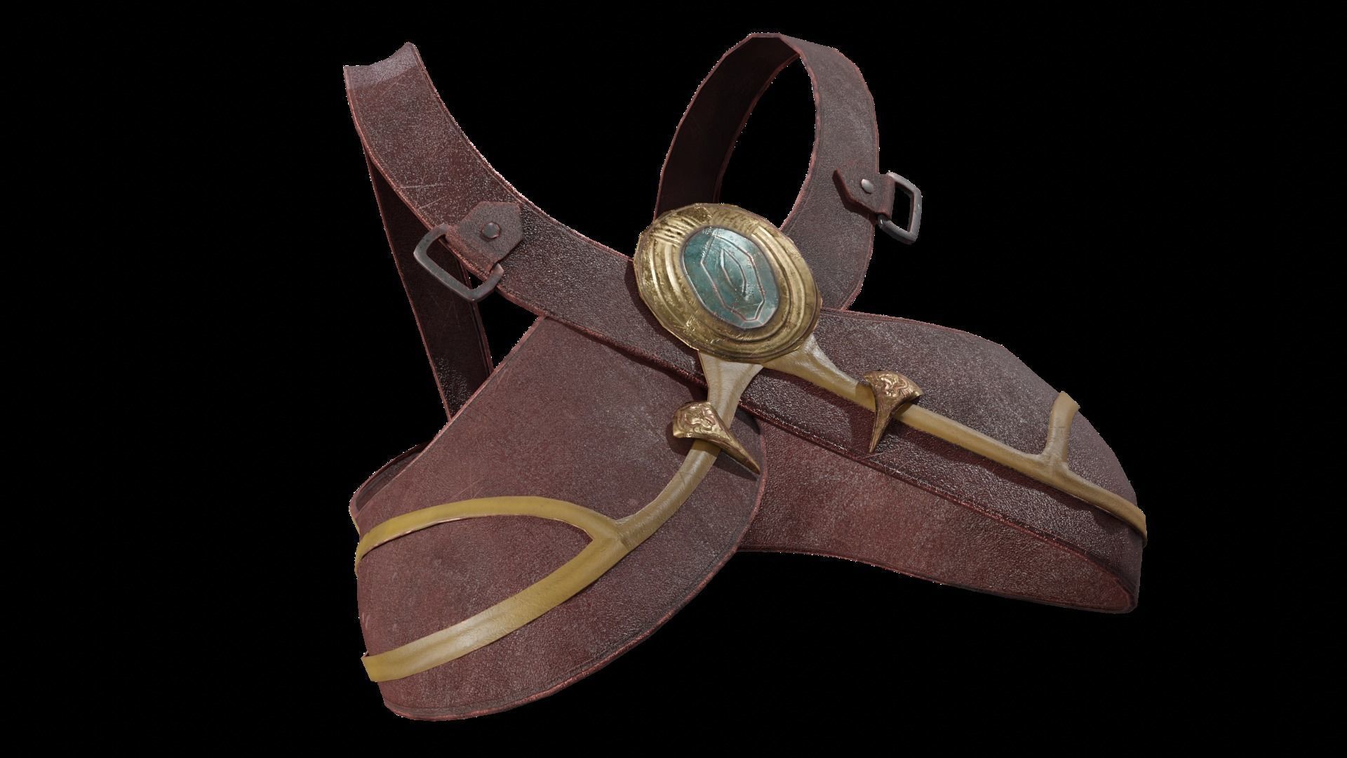 Brown Breast Armor Light Top female asset Low-poly 3D model_3