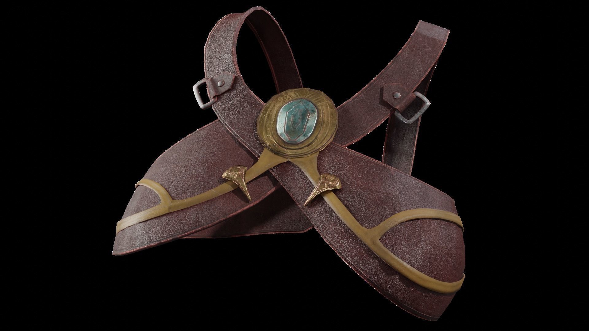 Brown Breast Armor Light Top female asset Low-poly 3D model_7