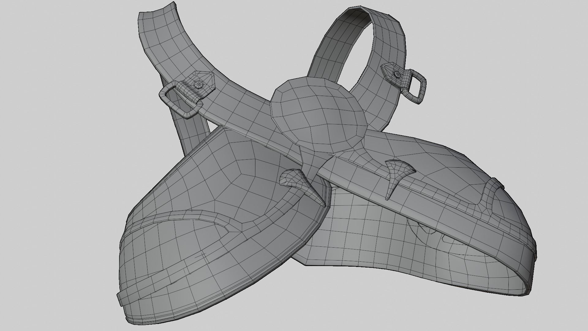 Brown Breast Armor Light Top female asset Low-poly 3D model_5