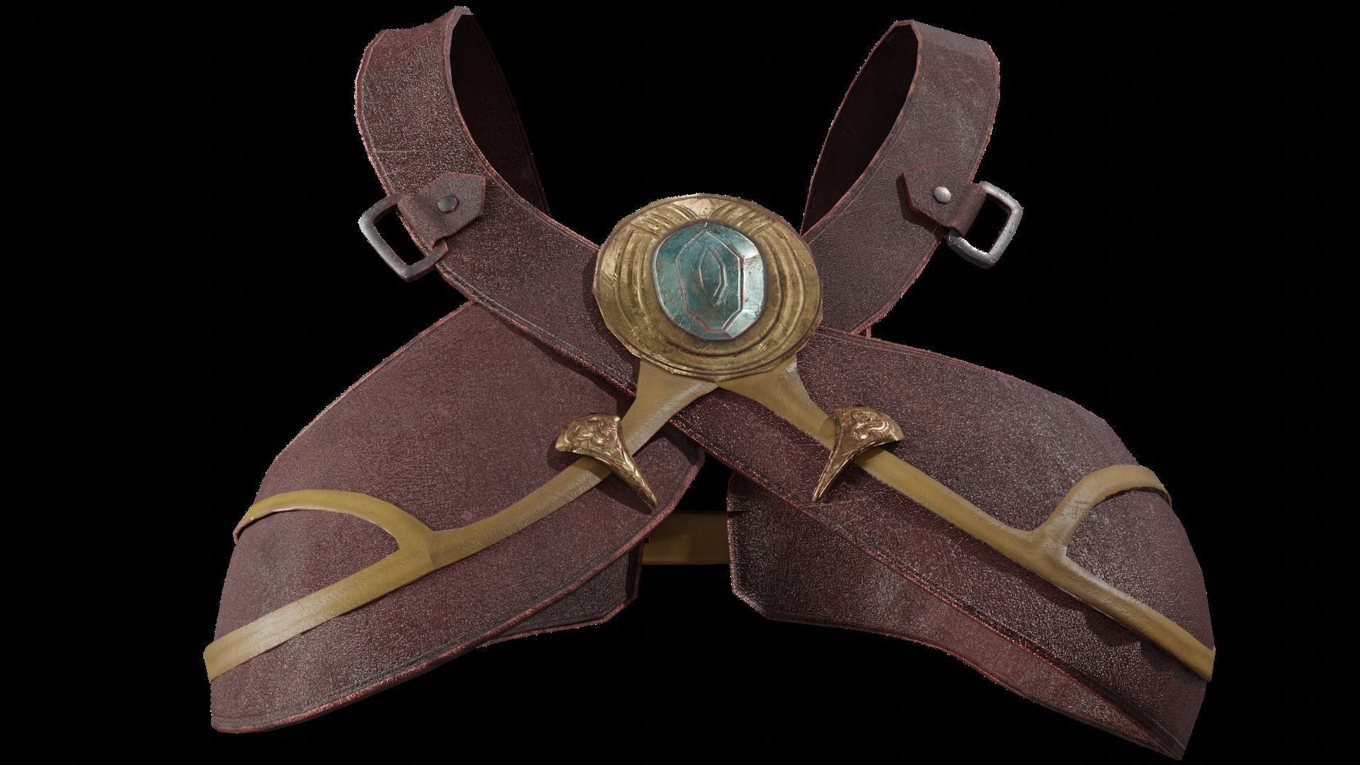 Brown Breast Armor Light Top female asset Low-poly 3D model_8