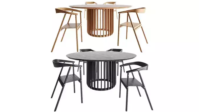 Miniforms Juice round table and Tecta D7 D7K chair