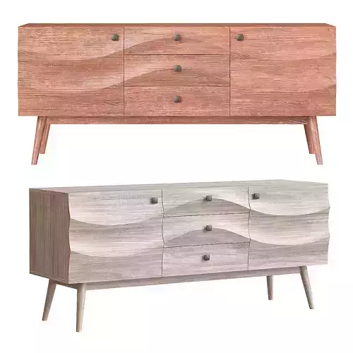 Modern Brown Wood Buffets Sideboards with Cabinet and Drawers 3D model