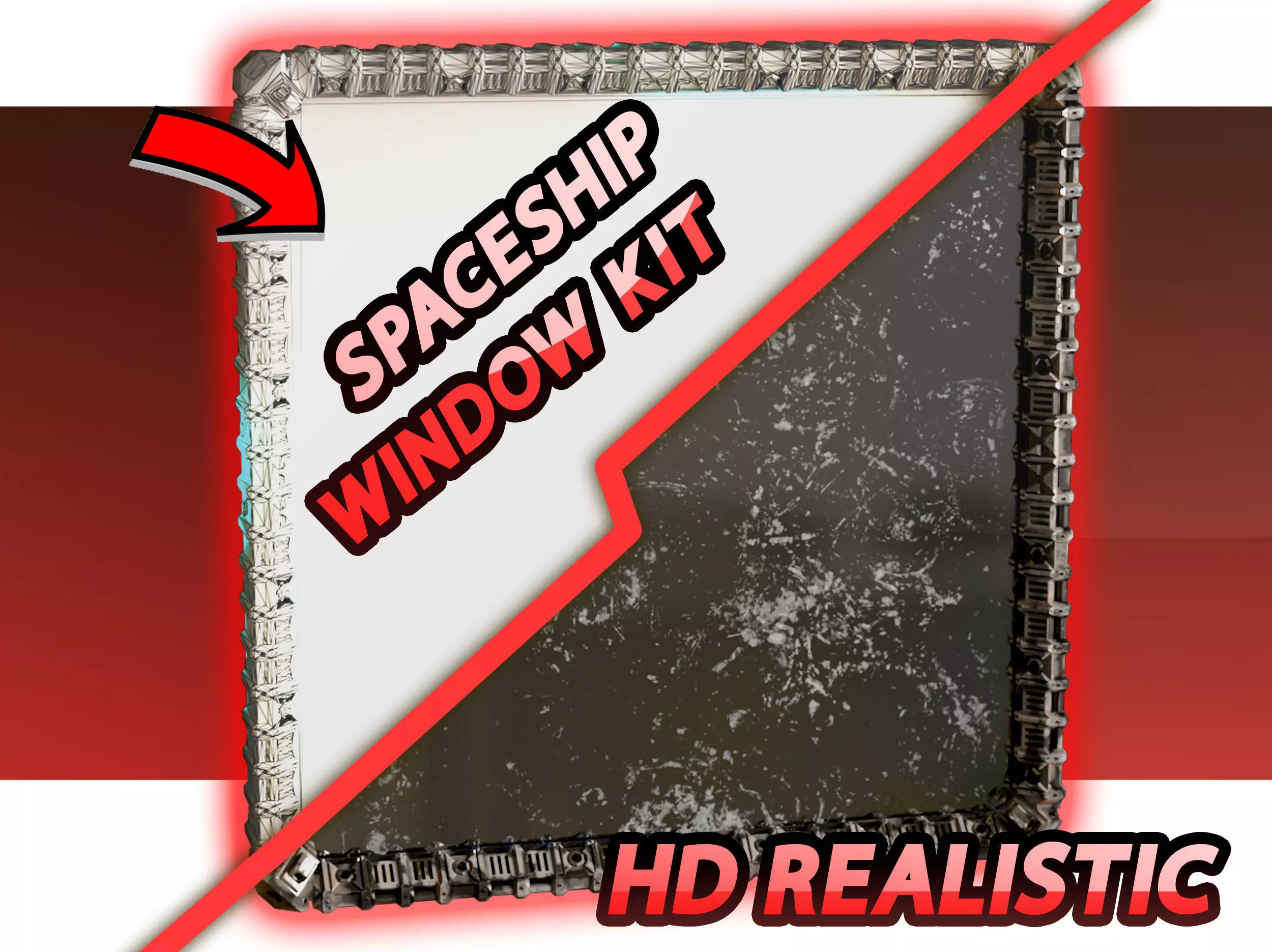 40K Dark Spaceship Hi-Tech Window Pack Low-poly 3D model