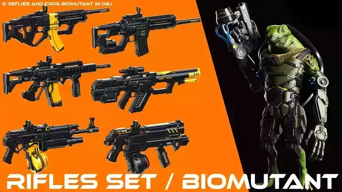 Sci-Fi Rifles Set Kitbash and Biomutant 3D model