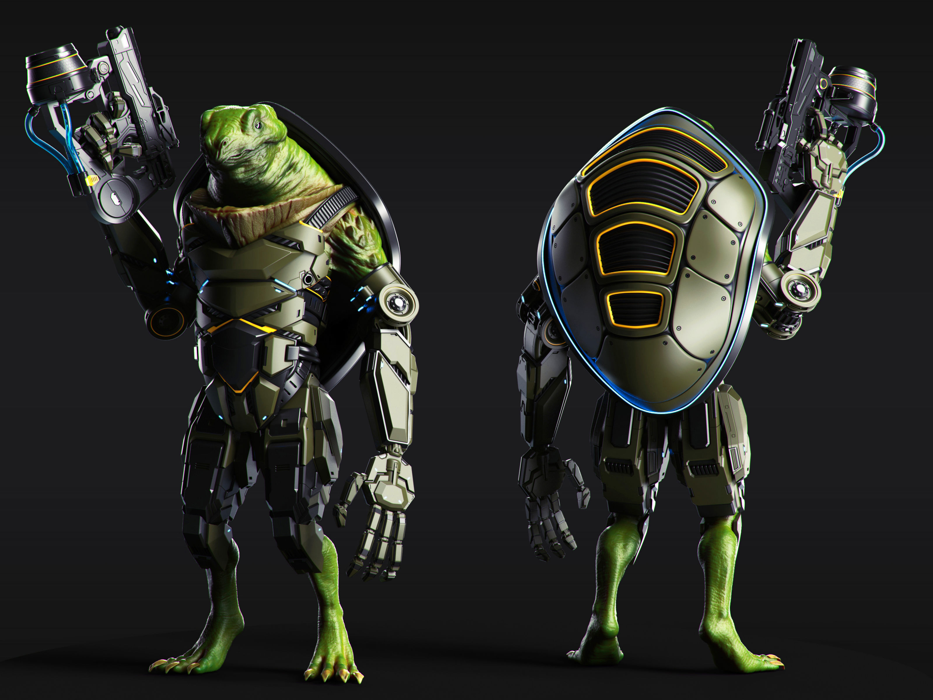 Sci-Fi Rifles Set Kitbash and Biomutant 3D model_1