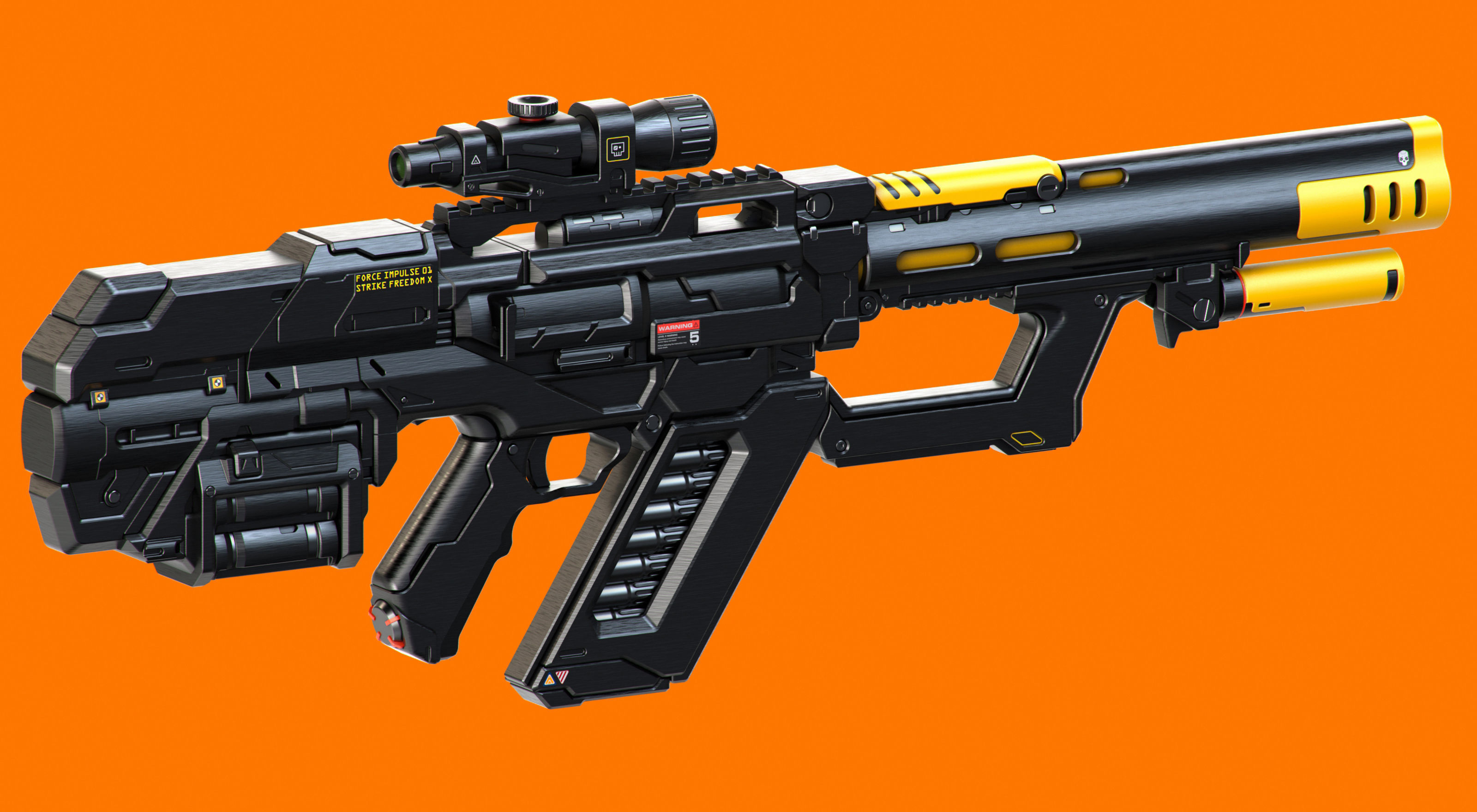 Sci-Fi Rifles Set Kitbash and Biomutant 3D model_3