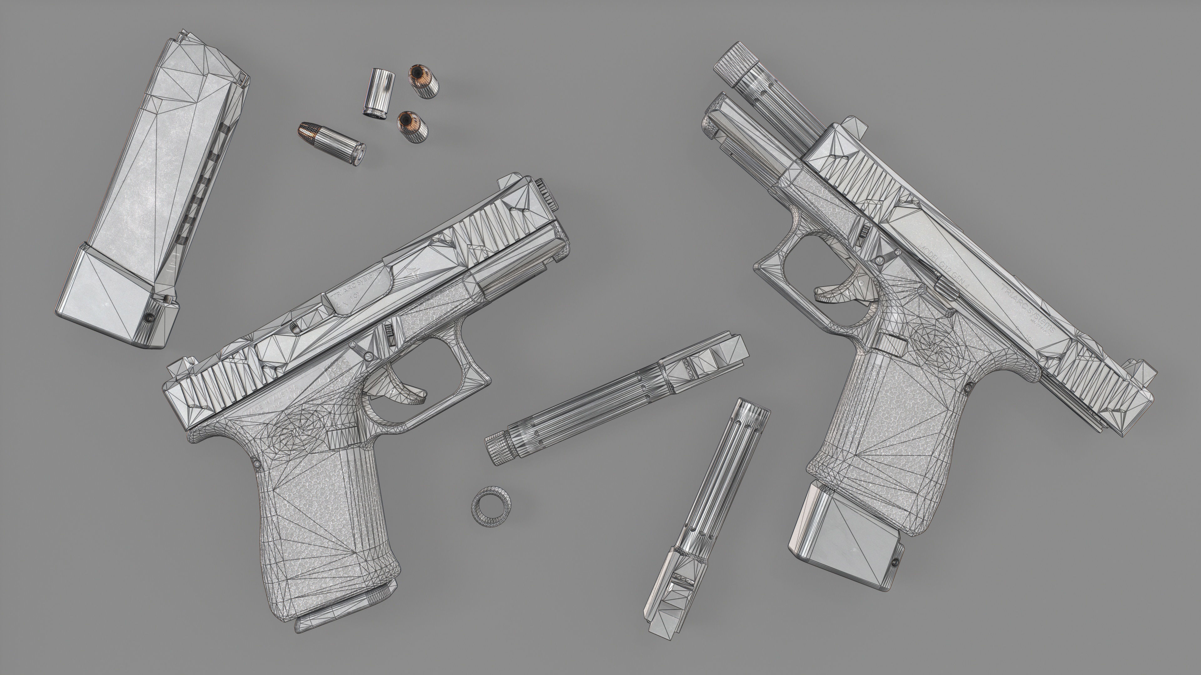 TRIARC Systems Glock 19 9mm Handgun Low-poly 3D model_1