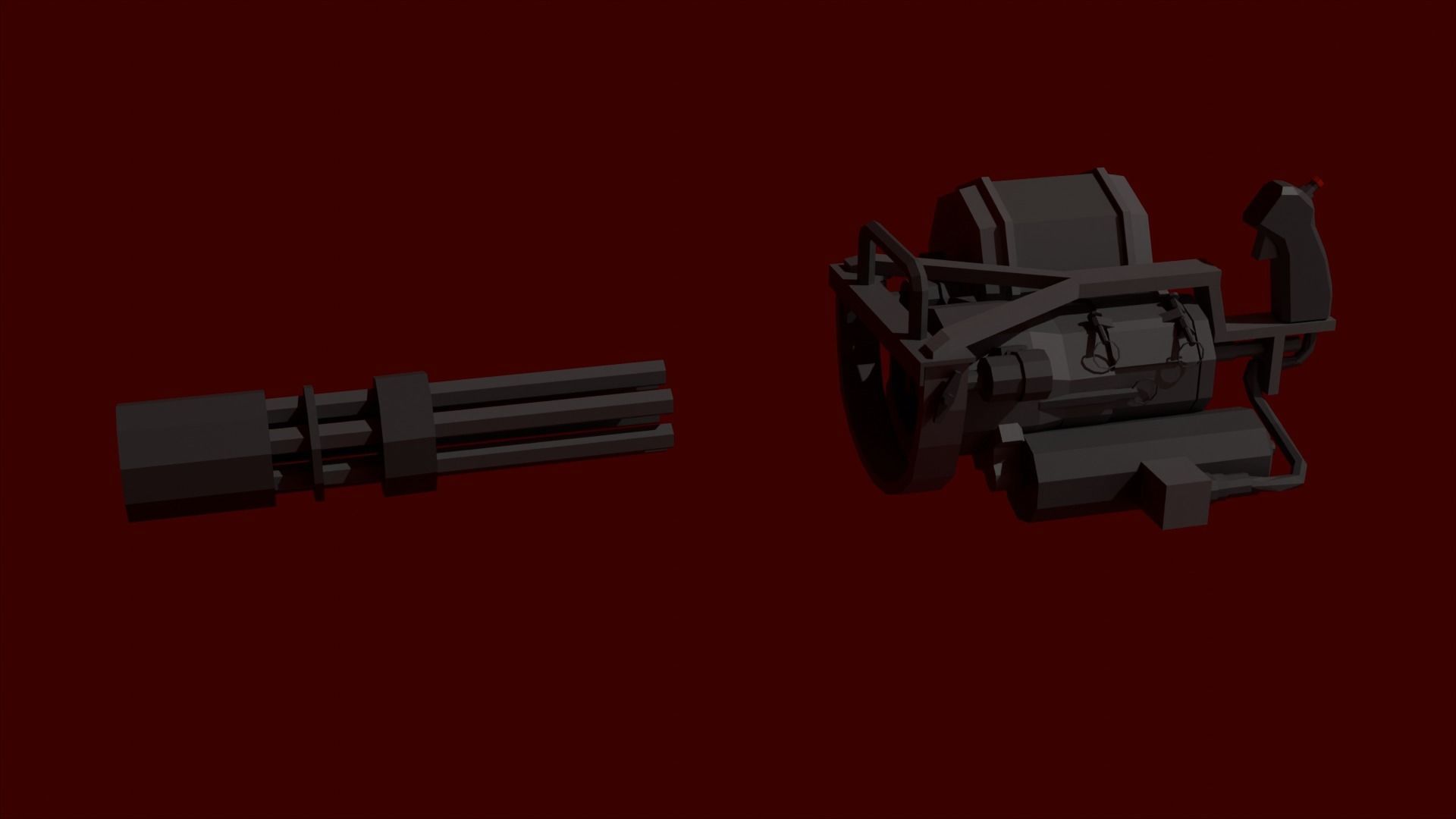 M-134 Minigun lowpoly Low-poly 3D model_6