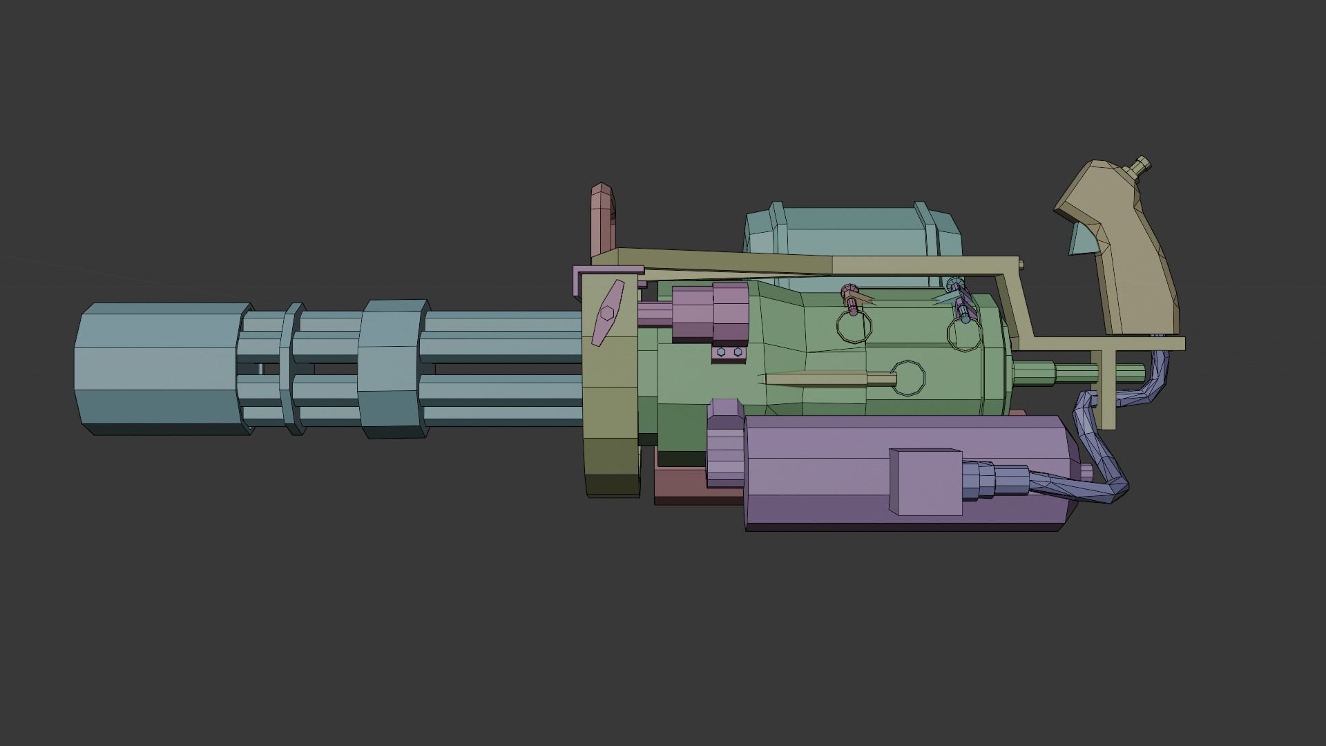 M-134 Minigun lowpoly Low-poly 3D model_10