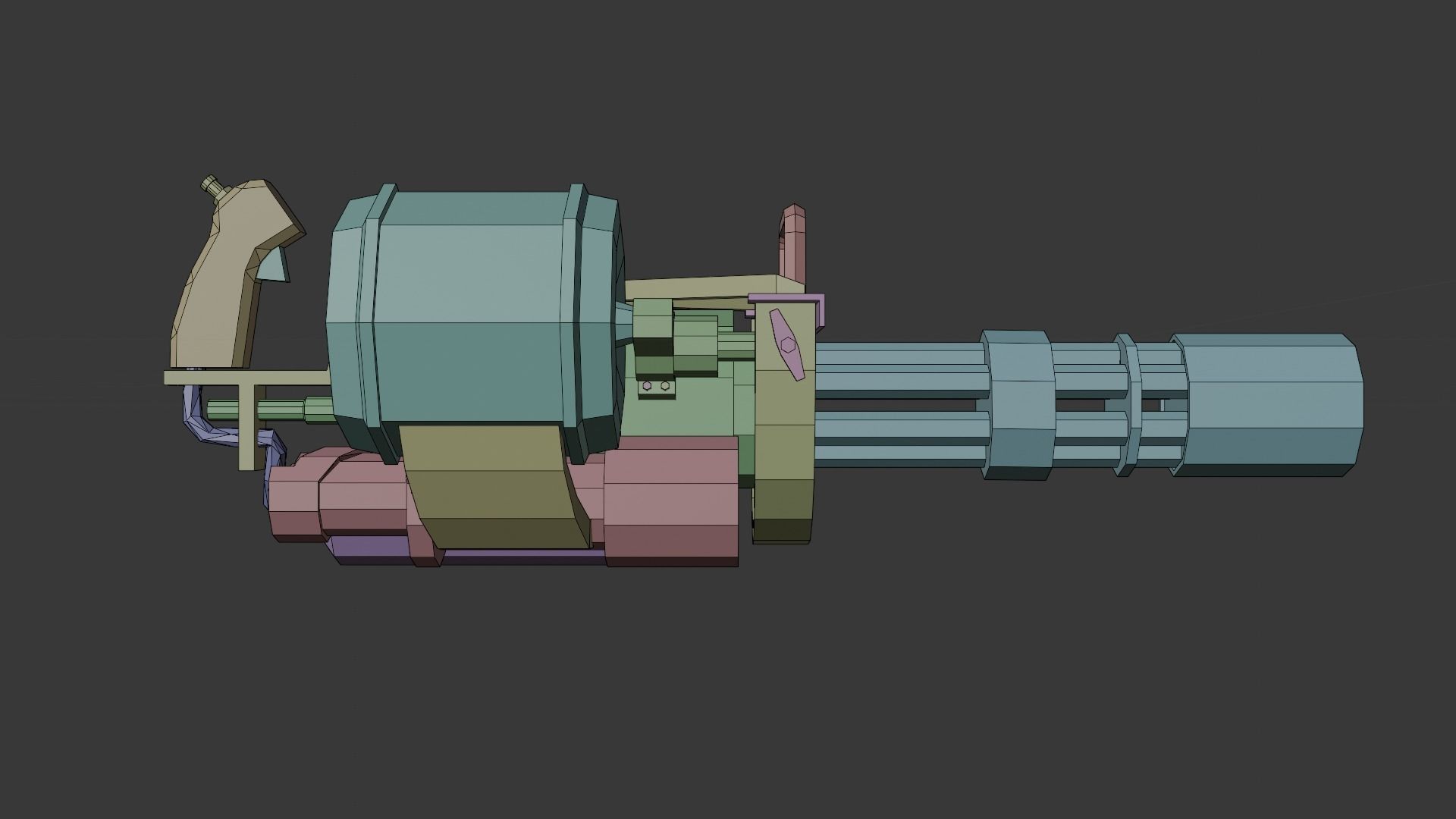 M-134 Minigun lowpoly Low-poly 3D model_9