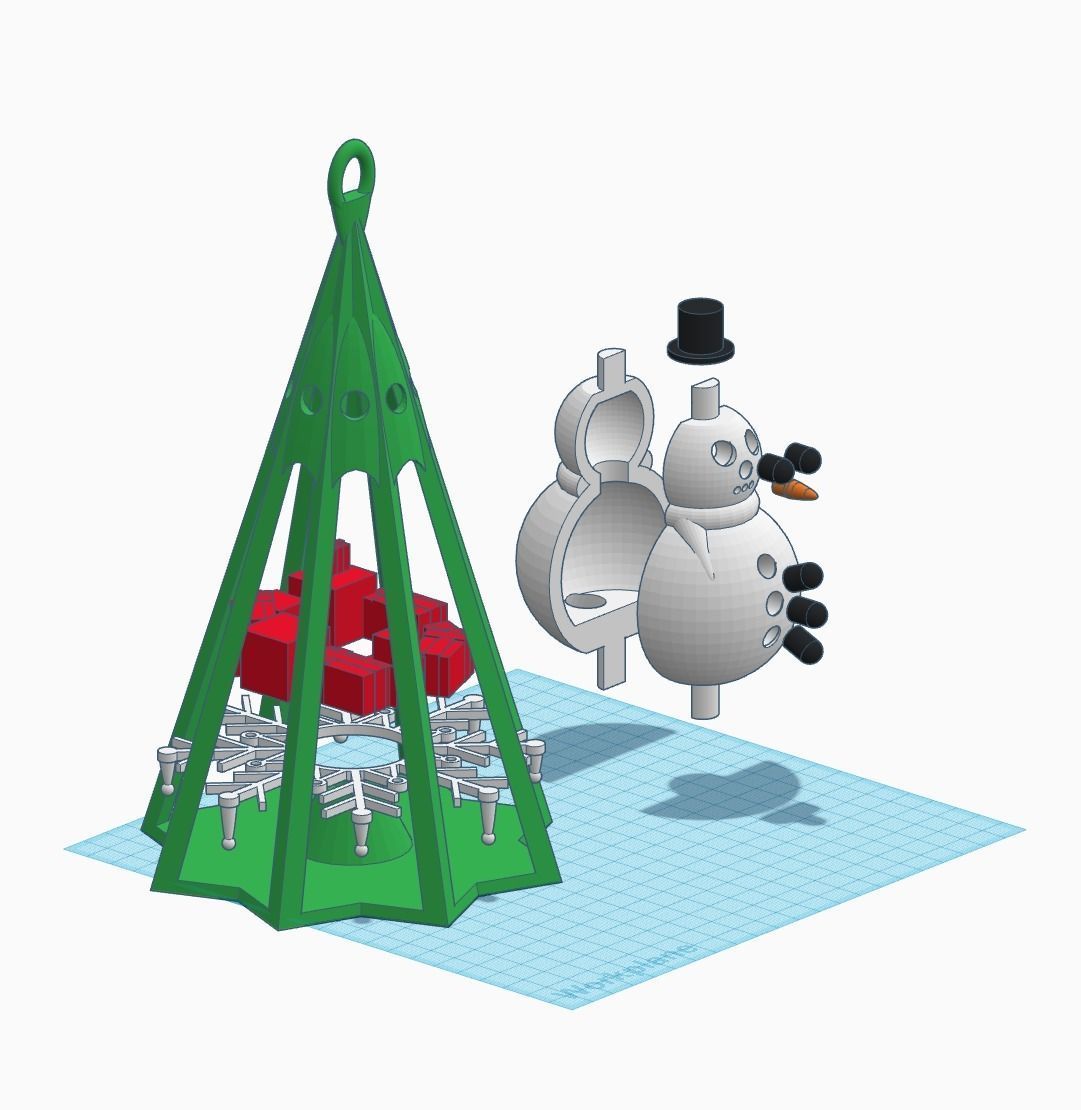 Christmas Snowman in Tree Ornament 3D print model_1