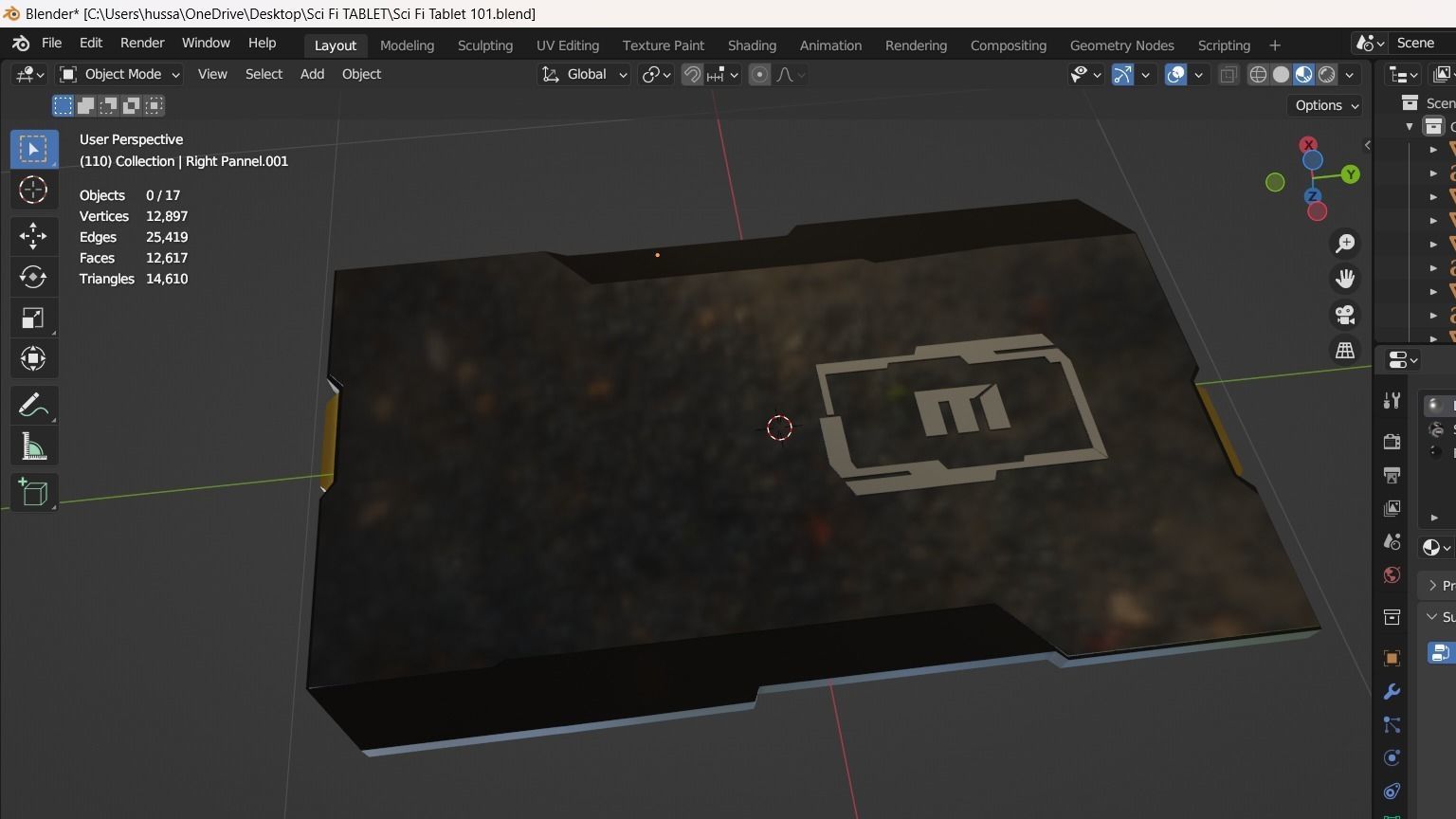 Sci Fi Tablet Low-poly 3D model_5