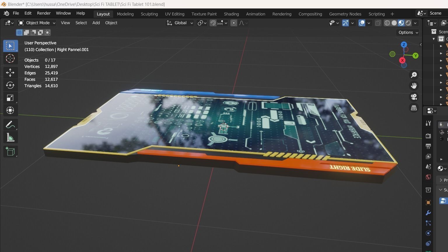 Sci Fi Tablet Low-poly 3D model_4